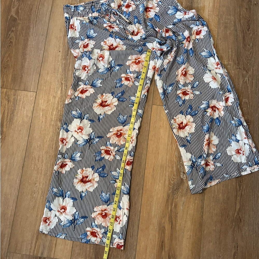 Joe B Women’s Black Stripped Floral Pants SIZE XL Wide‎ Leg - Picture 5 of 8